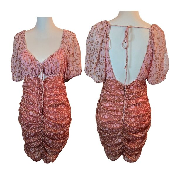 FREE PEOPLE X Revolve Tessa Dress - Tea Primrose Rouched Sz: S Floral - Picture 3 of 13